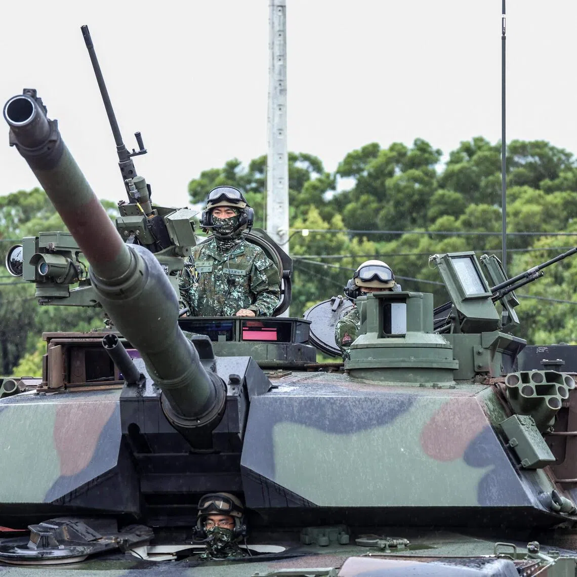 Taiwanese soldiers man a US-made M1A2T Abrams tank during live-fire military drills in July.
