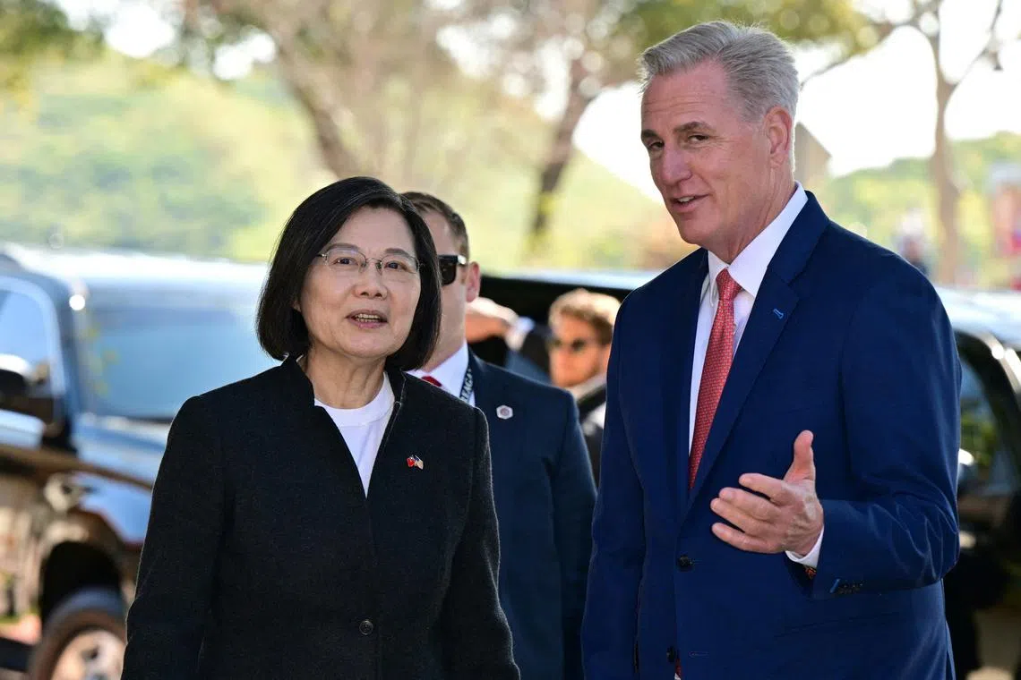 Mr McCarthy welcomed Ms Tsai at the Ronald Reagan Presidential Library in California.