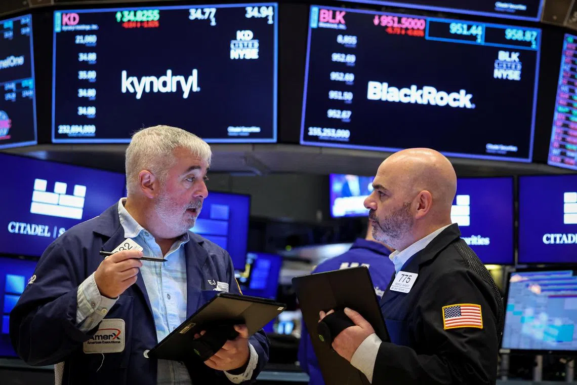 Traders working on the floor of the New York Stock Exchange, in New York City, on March 20.