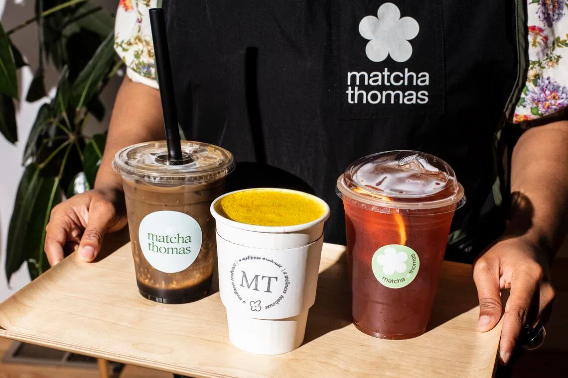 A variety of drinks served at Matcha Thomas in Beacon, New York on Nov 22, 2025. A growing assortment of low- and no-caffeine options at cafes across the country are just as enticing as their stimulating counterparts.