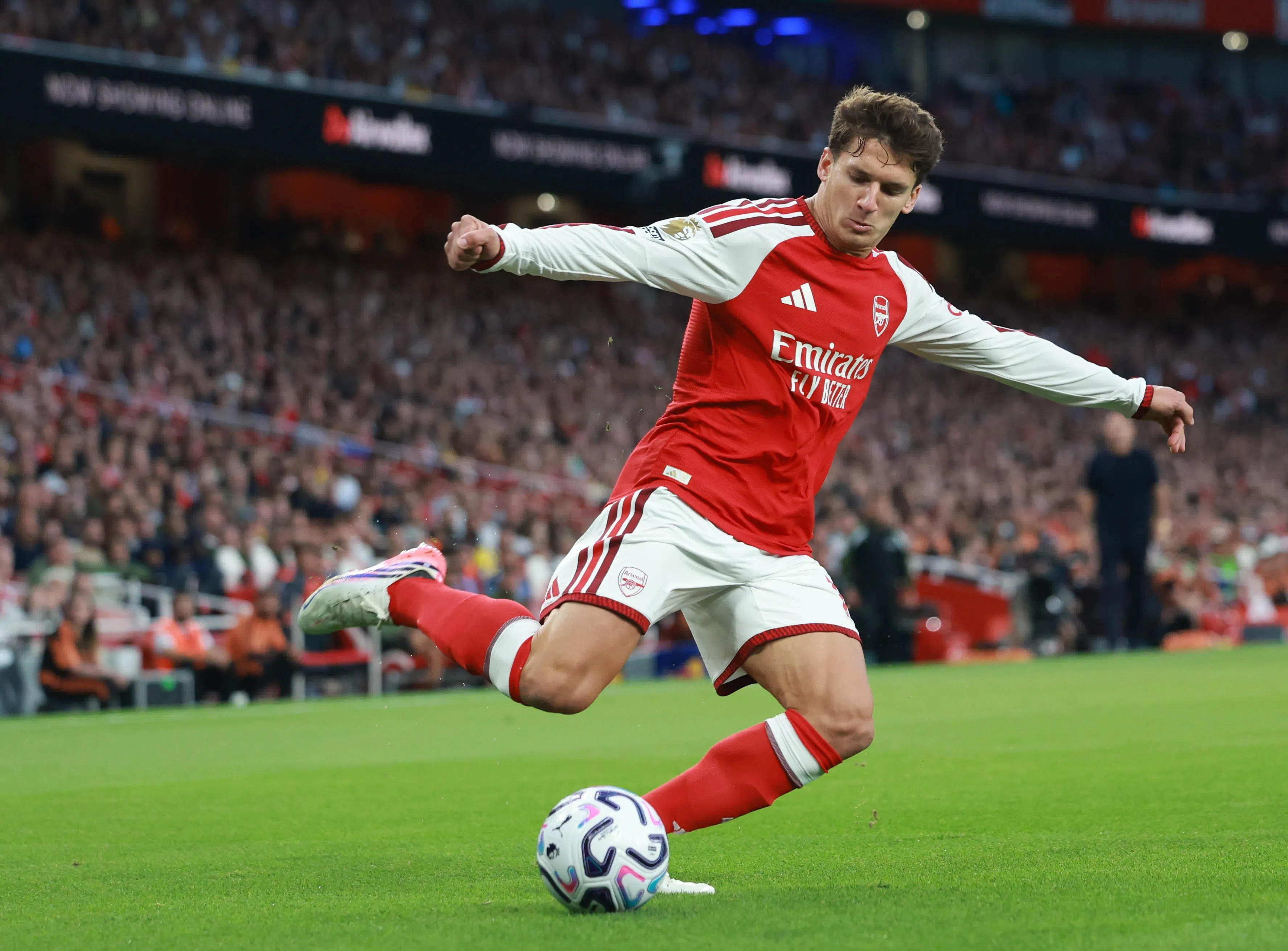 Arsenal’s new signing Christos Tzolis in action against Coventry City on Aug 21.
