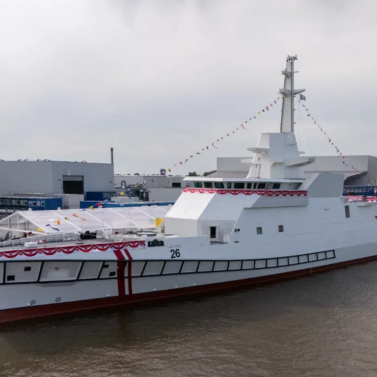 The first Sentinel-class offshore patrol vessel was launched in Germany on Oct 1.