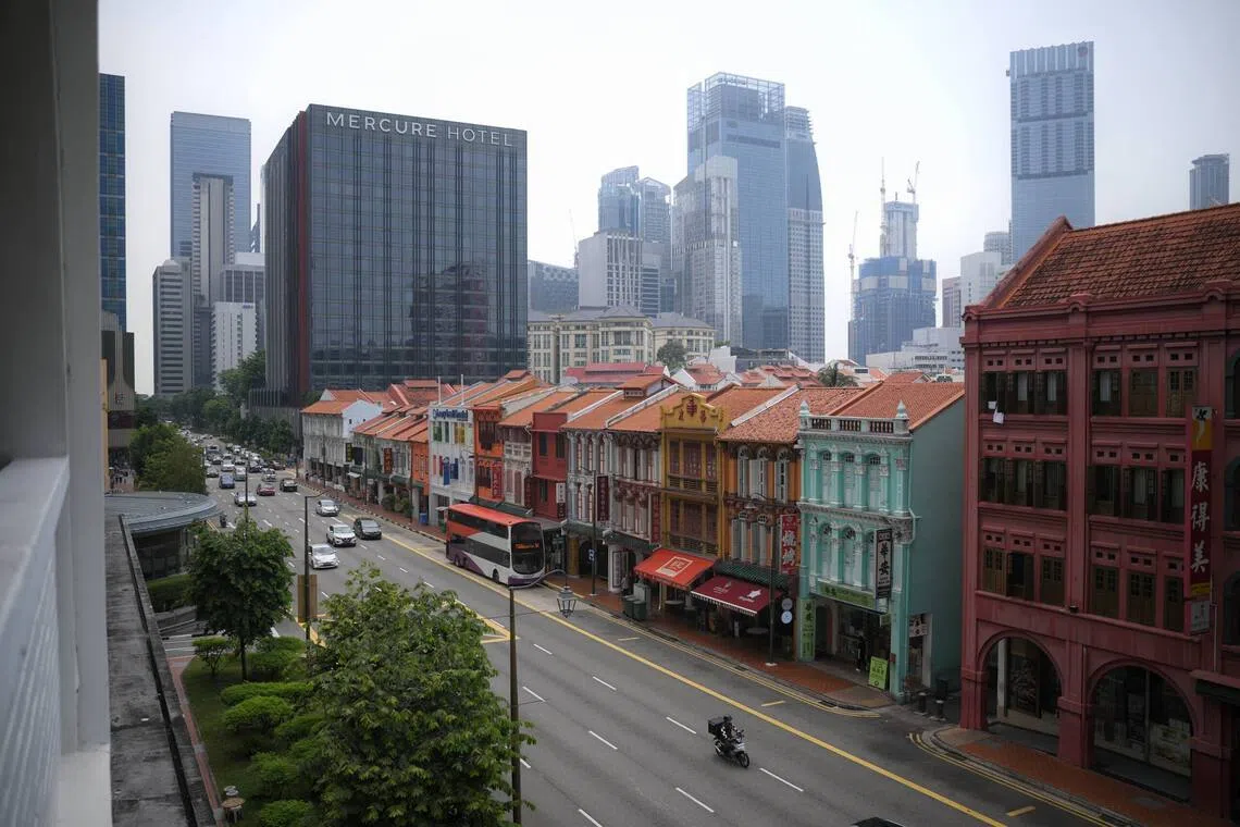 Improved haze conditions seen from Upper Cross Street about 12pm on Oct 19.