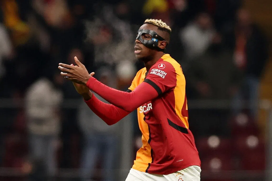 FILE PHOTO: Soccer Football - Europa League - Knockout Phase Playoff - Second Leg - Galatasaray v AZ Alkmaar - Rams Park, Istanbul, Turkey - February 20, 2025 Galatasaray's Victor Osimhen reacts REUTERS/Dilara Senkaya/ File Photo