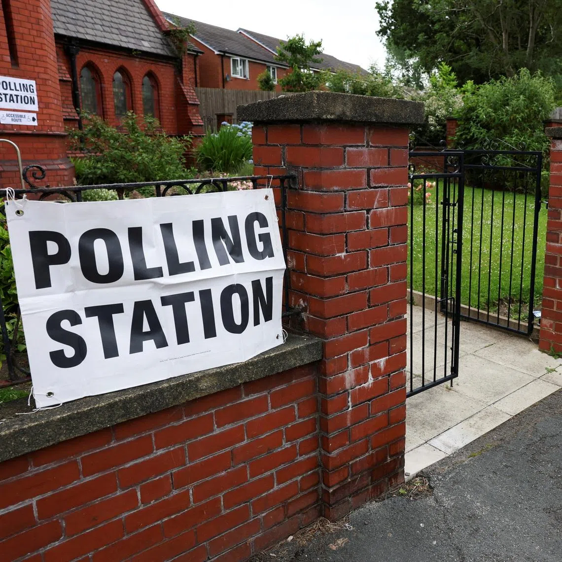 A polling station during the Makerfield by-election at St. Nathaniel's Church, in Platt Bridge, Wigan, Britain, on June 18.