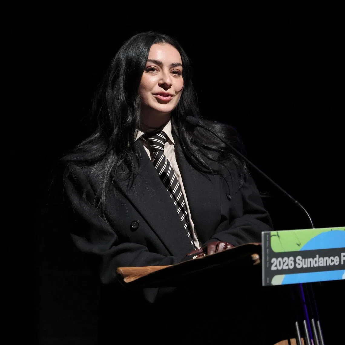 Charli XCX stars in three films that are screening at the 2026 Sundance Film Festival- The Moment and the ensemble pieces I Want Your Sex and The Gallerist.  at Eccles Center Theater on January 23, 2026 in Park City, Utah.   Dia Dipasupil/Getty Images/AFP (Photo by Dia Dipasupil / GETTY IMAGES NORTH AMERICA / Getty Images via AFP)