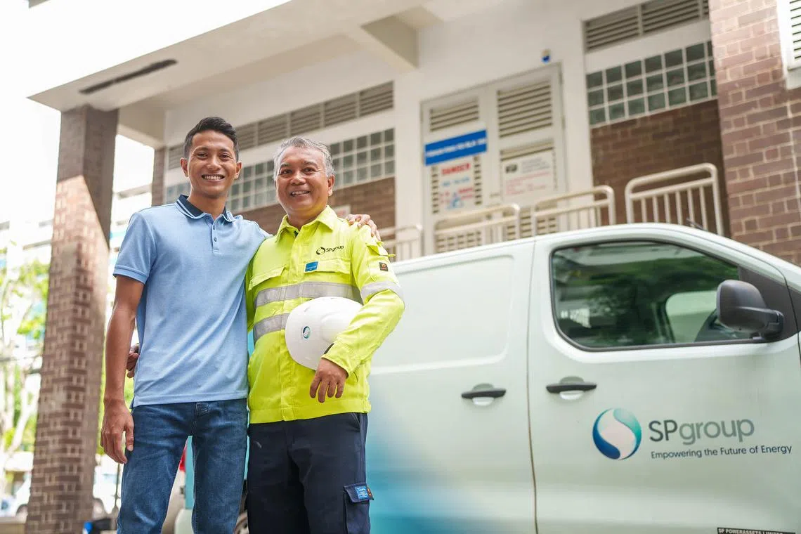 Mr Abd Fazil bin Hussain and son Muhammad Shalihin Abd Fazil joining SP Group for an eight-month internship