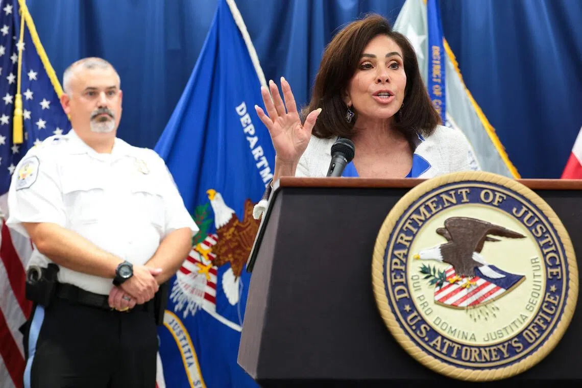 WASHINGTON, DC - JULY 02: U.S. Attorney for the District of Columbia Jeanine Pirro speaks during a press conference at the U.S. Attorney's Office for the District of Columbia on July 02, 2026 in Washington, DC. Pirro announced that former Olympic canoeist David Hearn has been indicted by a grand jury on charges related to alleged vandalism of the Lincoln Memorial Reflecting Pool.   Anna Moneymaker/Getty Images/AFP (Photo by Anna Moneymaker / GETTY IMAGES NORTH AMERICA / Getty Images via AFP)