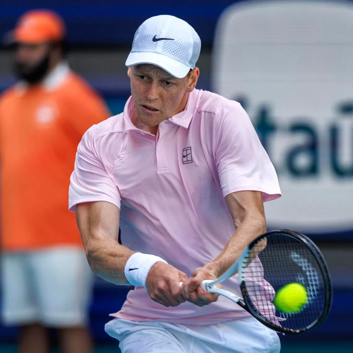 Italy's Jannik Sinner in action against Damir Dzumhur, of Bosnia-Herzegovina, on March 21.