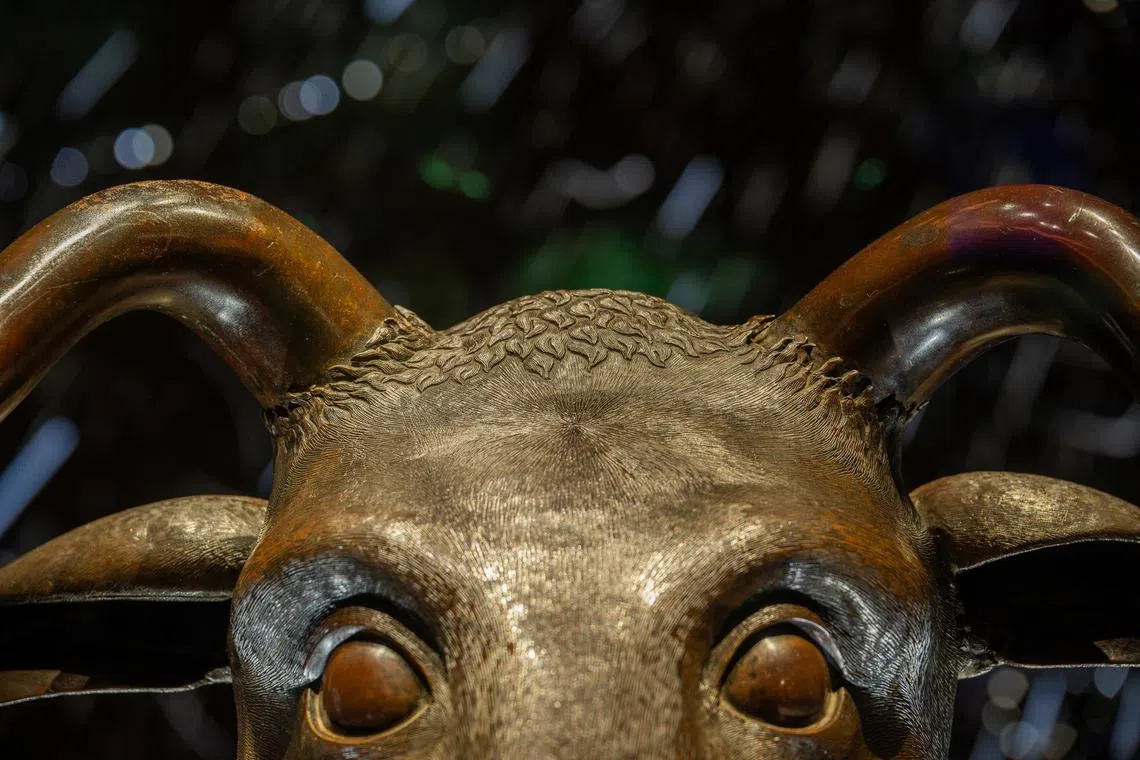 bronze zodiac statue of ox at new macau museum maritime silk road exhibition