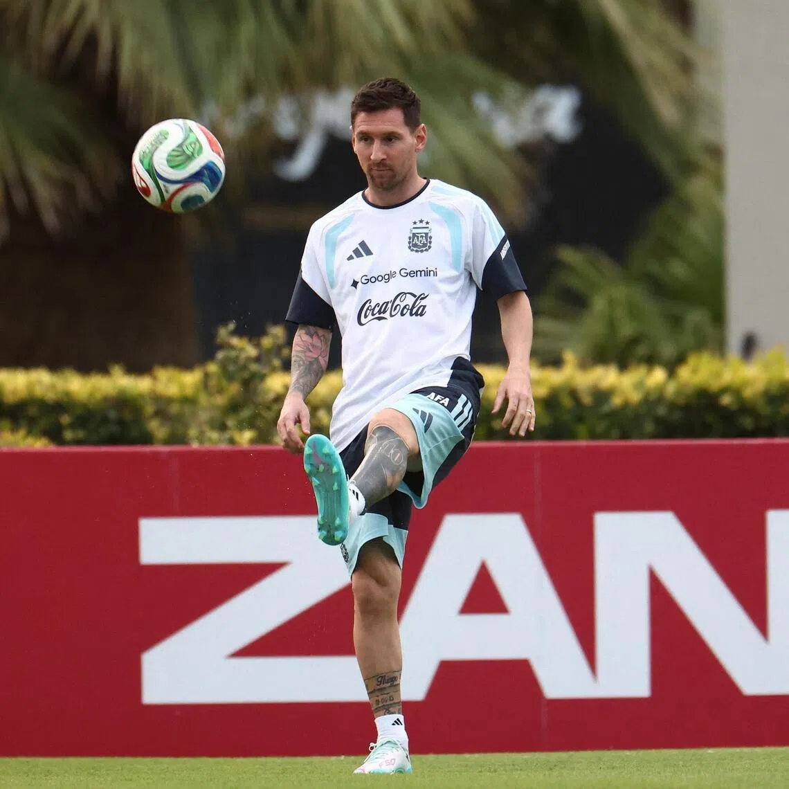 Argentina captain Lionel Messi during training on March 26.