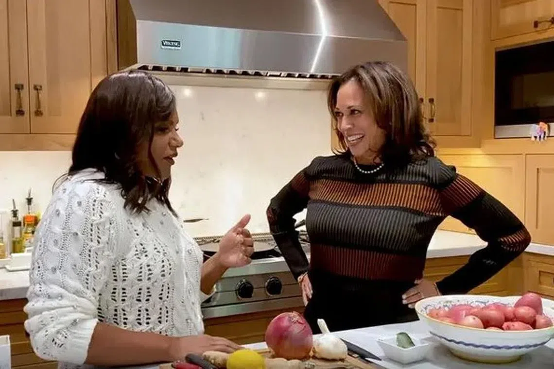 A cooking video with Vice-President Kamala Harris in actress Mindy Kaling’s kitchen drew six million views.