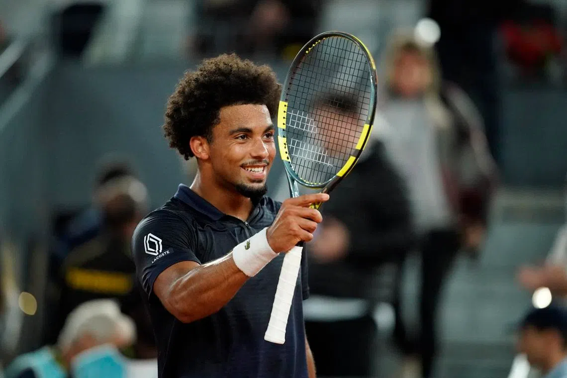 Tennis - Madrid Open - Park Manzanares, Madrid, Spain - April 29, 2026 France's Arthur Fils celebrates winning his quarter final match against Czech Republic's Jiri Lehecka REUTERS/Ana Beltran