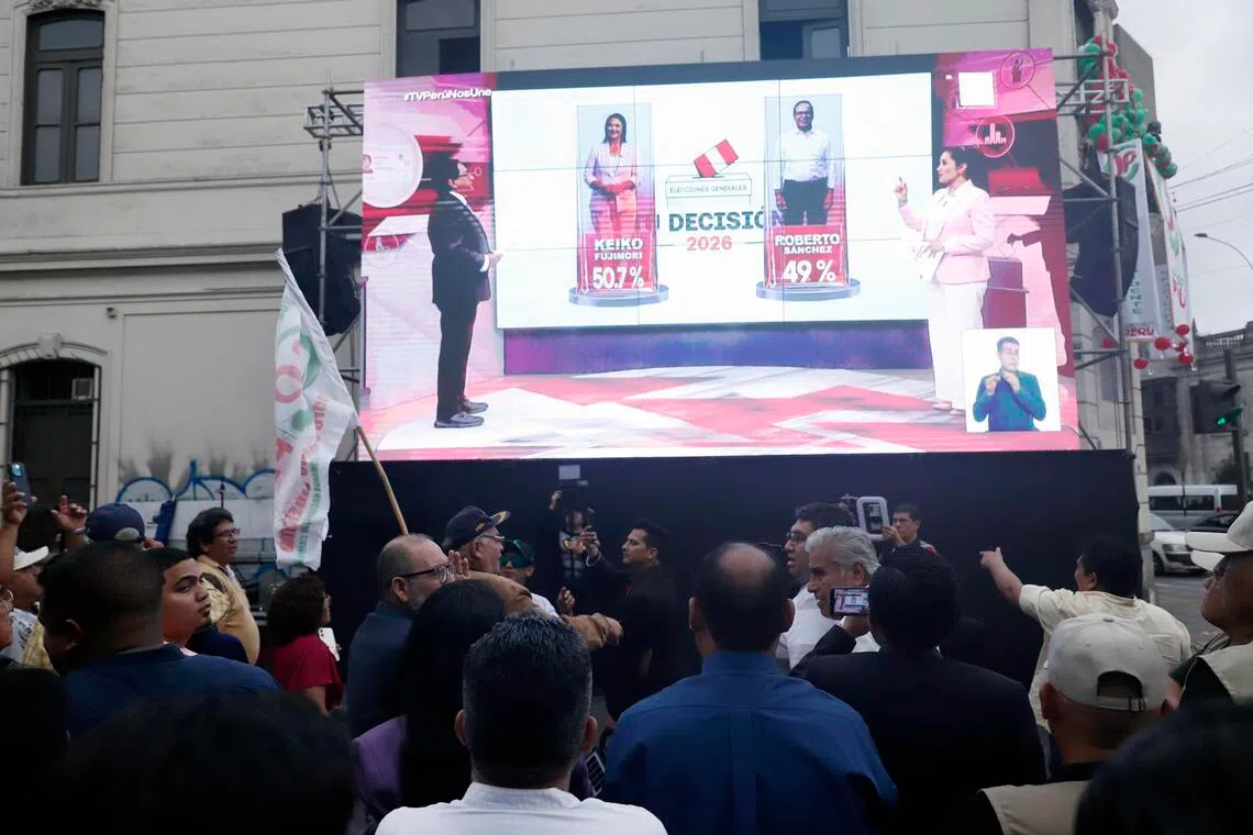 Peru exit polls show Fujimori ahead in ultra-tight president