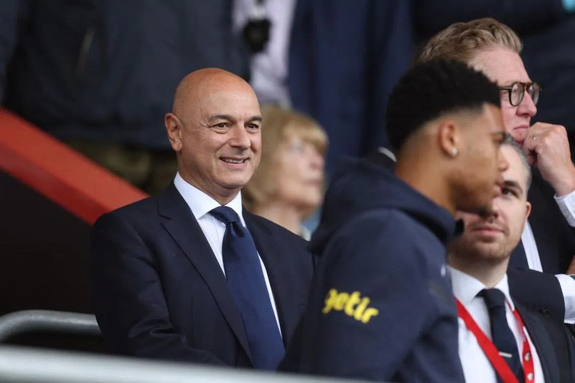FILE PHOTO:Soccer Football - Premier League - AFC Bournemouth v Tottenham Hotspur - Vitality Stadium, Bournemouth, Britain - August 26, 2023 Tottenham Hotspur chairman Daniel Levy in the stands before the match REUTERS/David Klein/File Photo