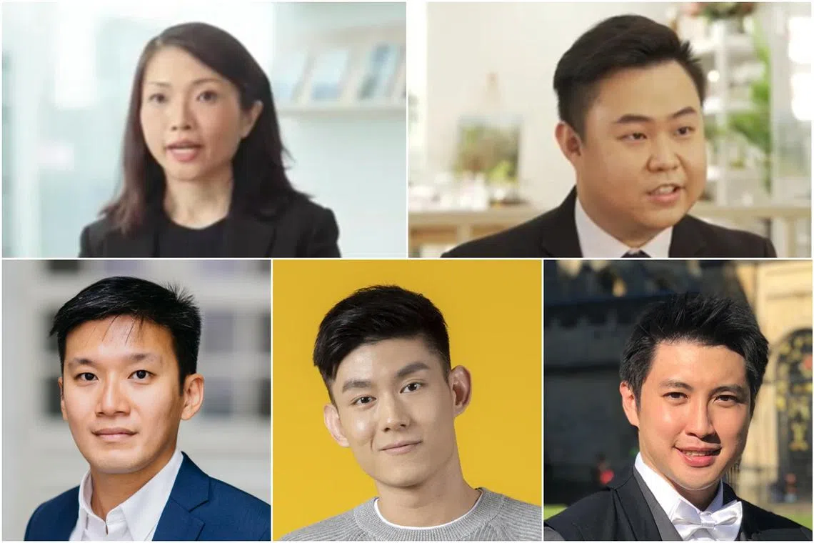 (Clockwise from top left) Ms Pey Yin Jie, Mr Sim Cheng Yu, Mr Ian Loh, Mr Lim Jing Kai and Mr Kennie Ting.