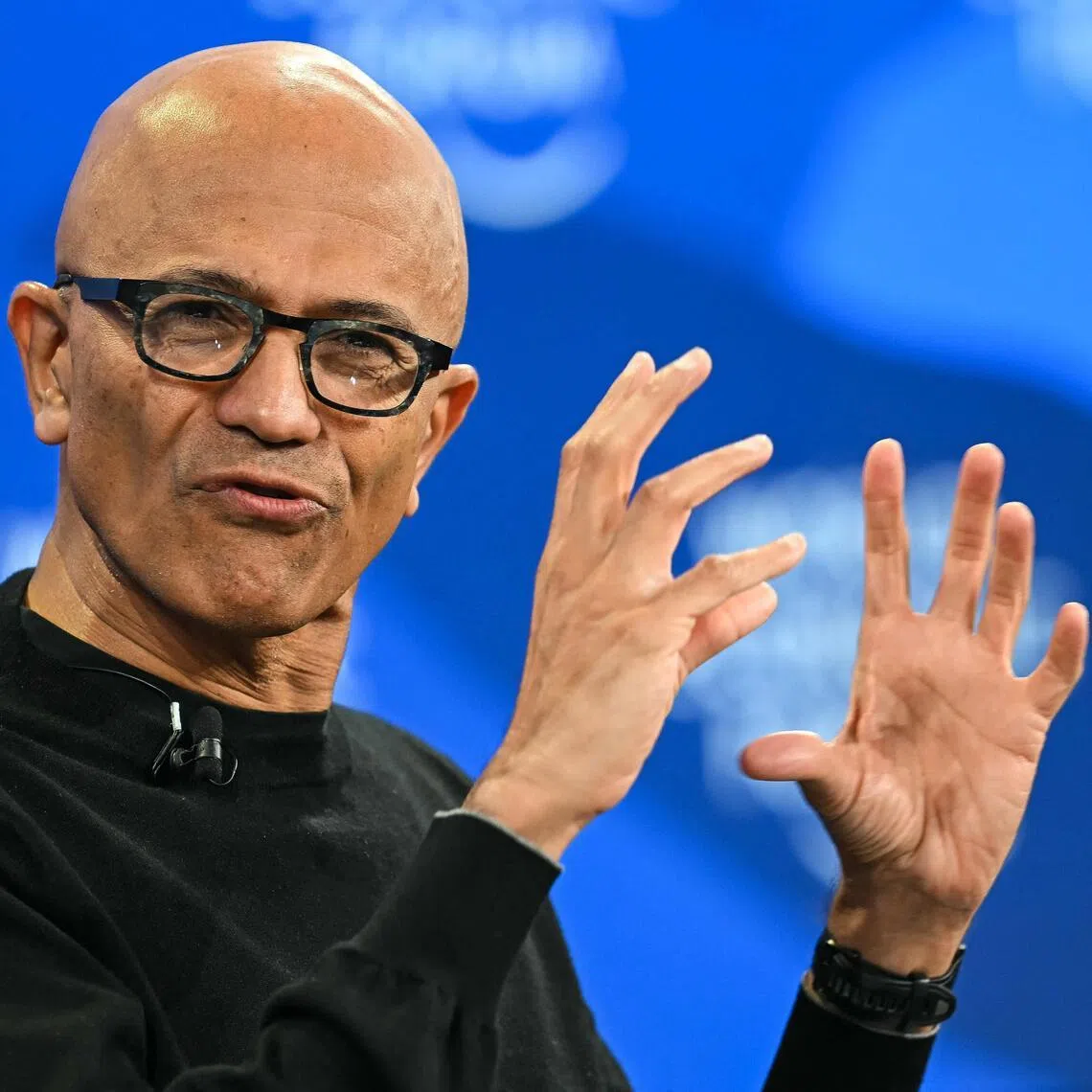 Microsoft chief executive officer Satya Nadella gestures as he speaks during the World Economic Forum annual meeting in Davos on Jan 20. 