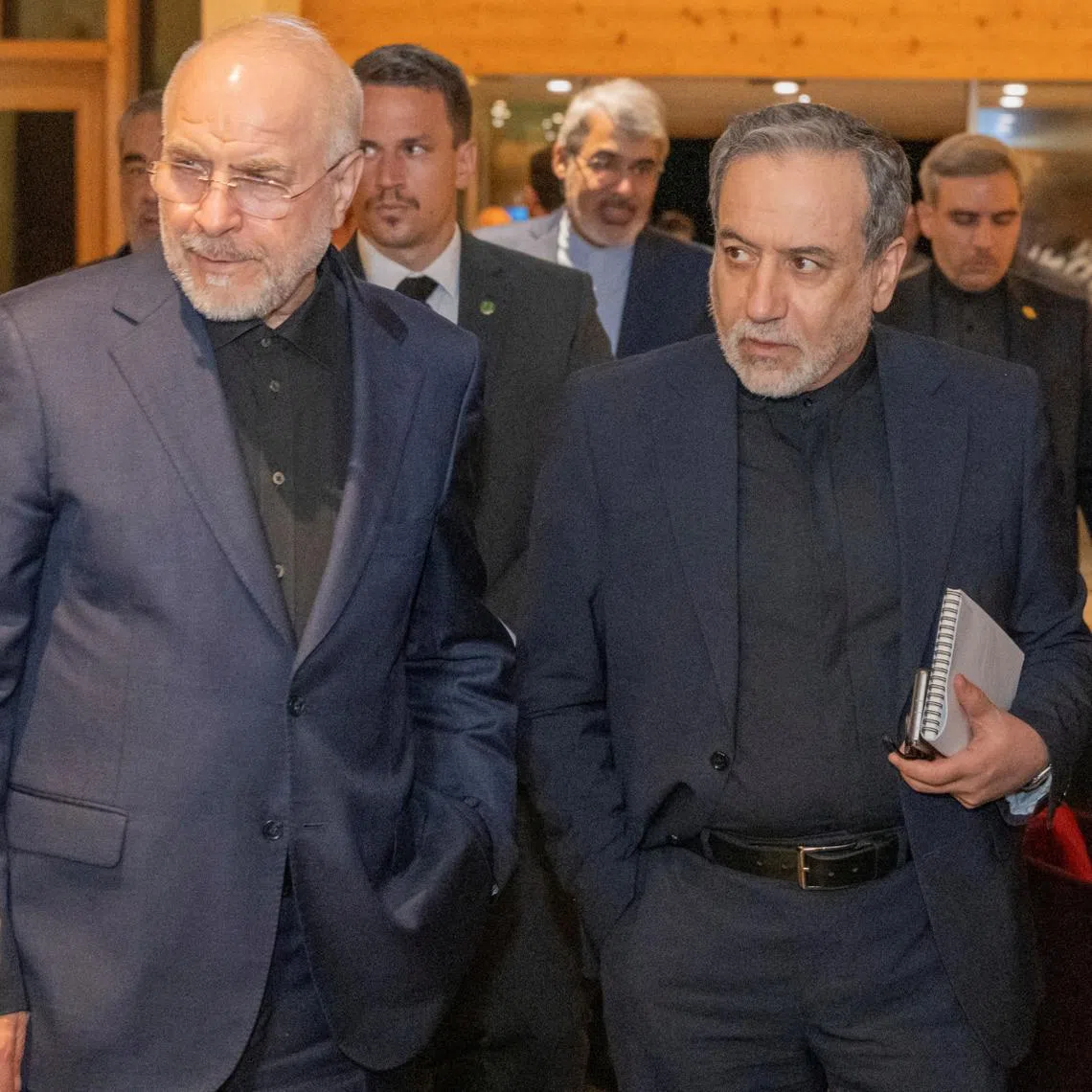 US officials acknowledged that Iran’s foreign minister Abbas Araghchi (right) and Speaker of Parliament Mohammad Bagher Ghalibaf (left) could have been legitimate targets for Israel.