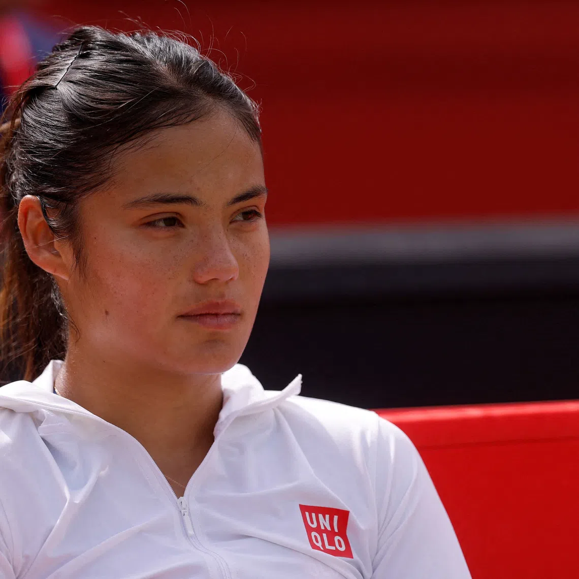 FILE PHOTO: Tennis - Queen's Club Championships - Queen's Club, London, Britain - June 14, 2026 Britain's Emma Raducanu looks dejected after losing her final match against Croatia's Donna Vekic Action Images via Reuters/Andrew Couldridge/File Photo
