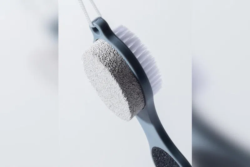 A pumice stone can be used to remove hardened skin.