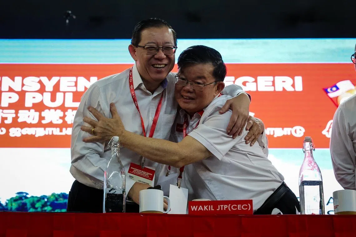 Penang Chief Minister Chow Kon Yeow (right) and predecessor Lim Guan Eng during happier times.