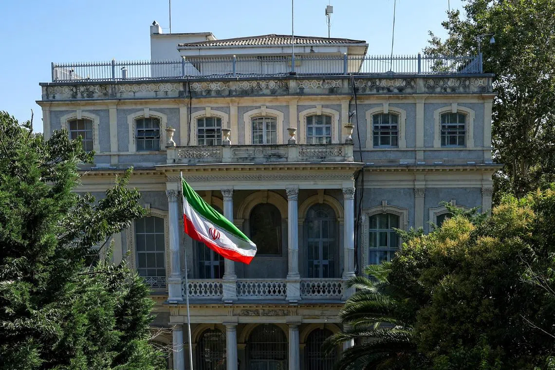FILE PHOTO: General view of the Iranian Consulate where Iran holds nuclear talks with so-called E3 group of France, Britain and Germany, in Istanbul, Turkey, July 25, 2025. REUTERS/Dilara Senkaya/File Photo