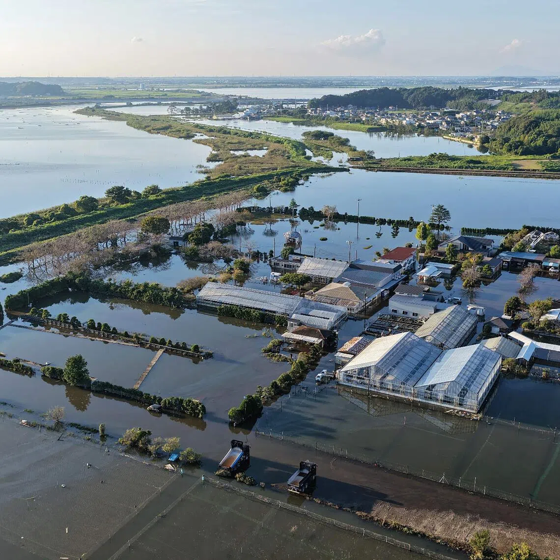 The storm also breached some levees at Lake Imbanuma flooding homes and rice paddies across an extensive area. 