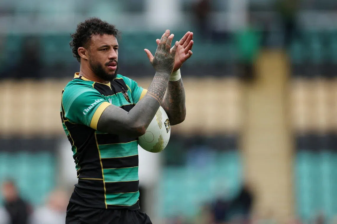 FILE PHOTO: Rugby Union -  European Champions Cup - Northampton Saints v Munster - Franklin's Gardens, Northampton, Britain - April 7, 2024 Northampton Saints' Courtney Lawes celebrates after the match Action Images via Reuters/Andrew Boyers
