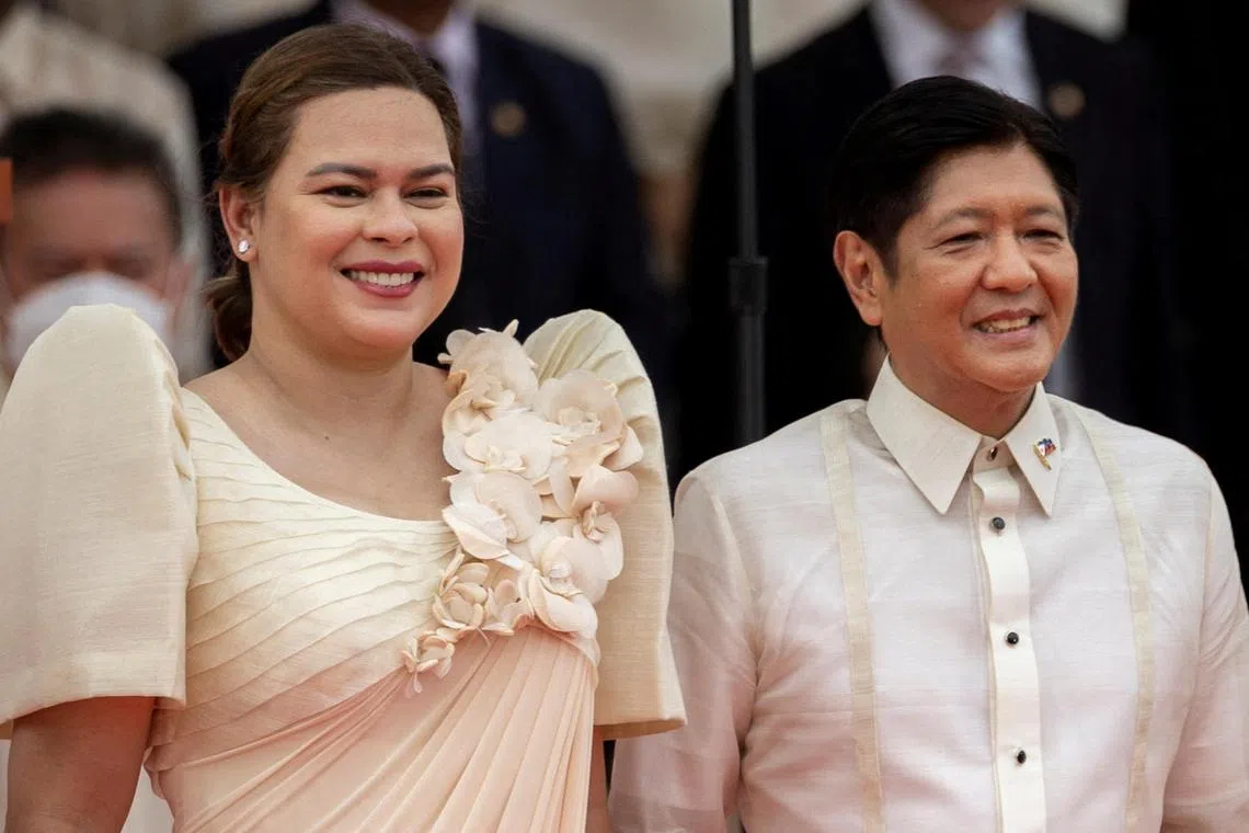Ms Duterte (left) said she had made arrangements for Mr Marcos (right), his wife Liza Araneta Marcos, and his cousin House Speaker Martin Romualdez to be murdered if she’s killed. 