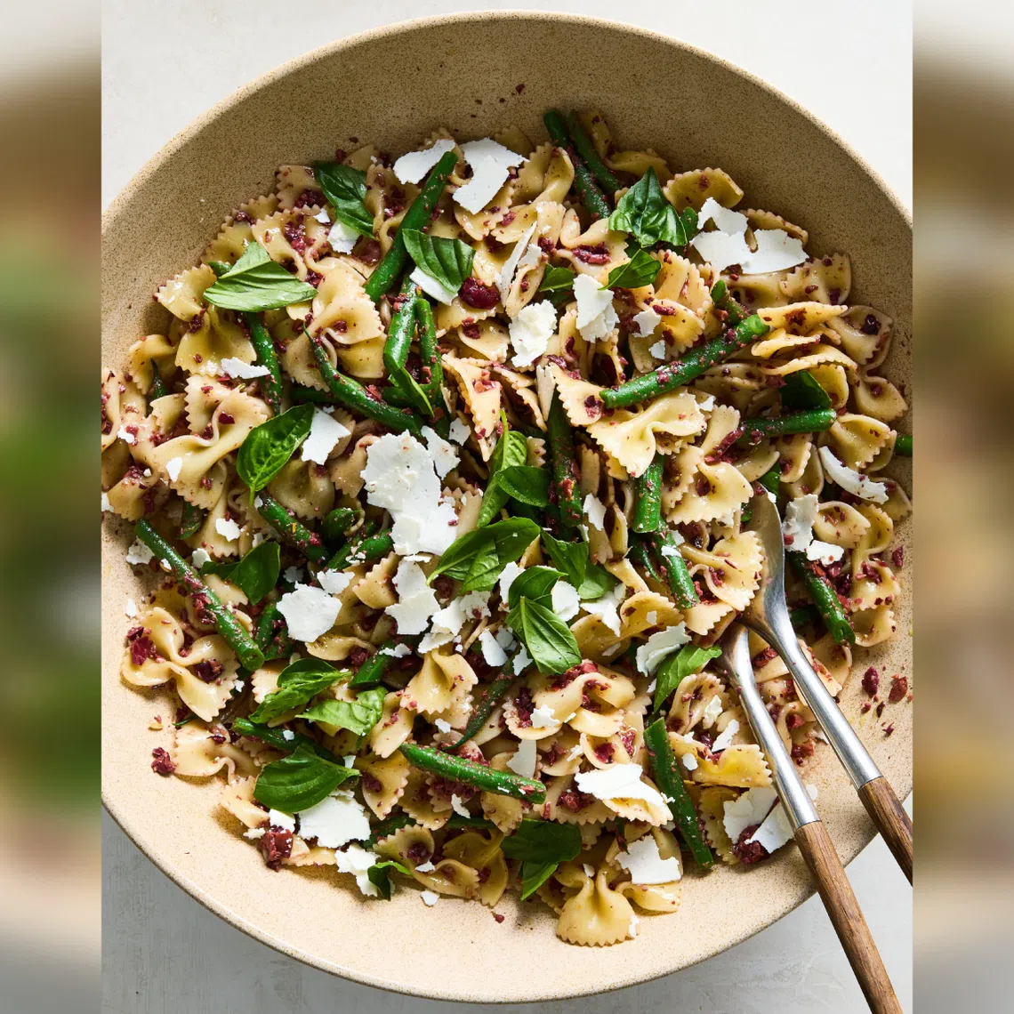 Tapenade pasta salad. To dress your pasta salad for the moment it’ll be eaten, not the moment it’s made, treat it as you would a pan of pasta.