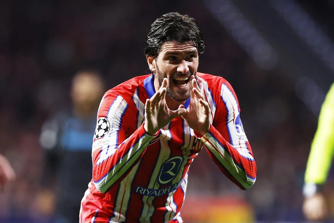 FILE PHOTO: Soccer Football - Champions League - Atletico Madrid v Bayer Leverkusen - Metropolitano, Madrid, Spain - January 21, 2025 Atletico Madrid's Rodrigo De Paul reacts REUTERS/Juan Medina/File Photo