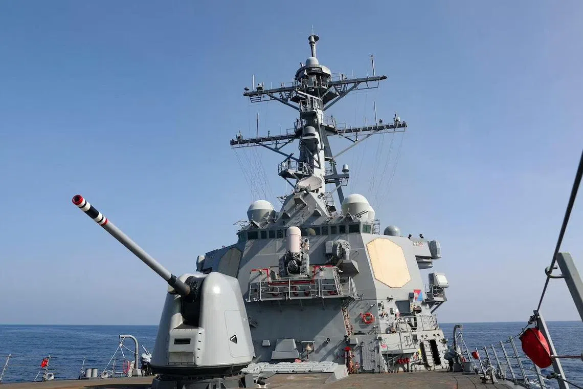 The USS Milius conducting a Taiwan Strait transit operation in a picture released on April 17.