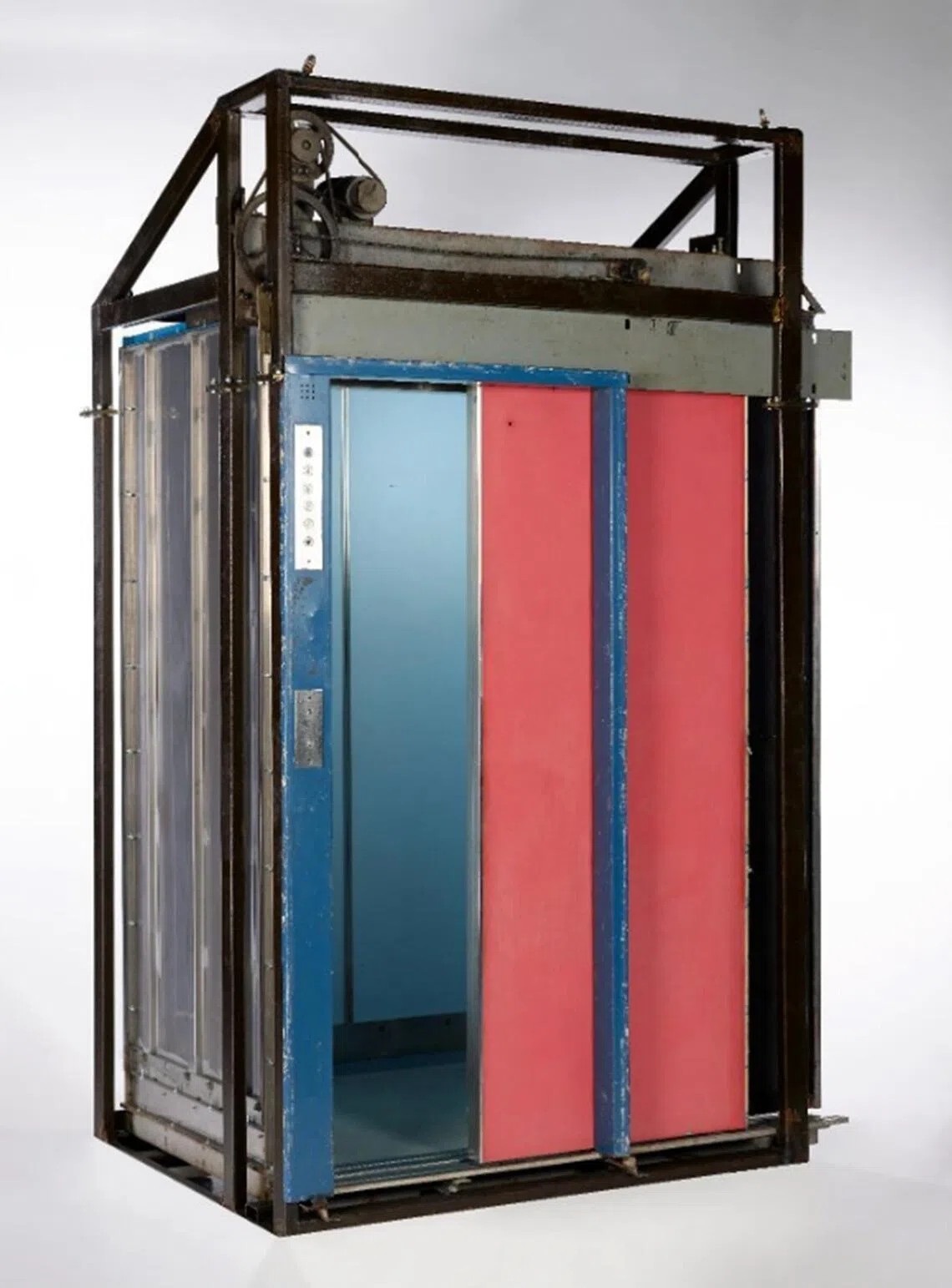 A restored HDB lift from the 1970s.