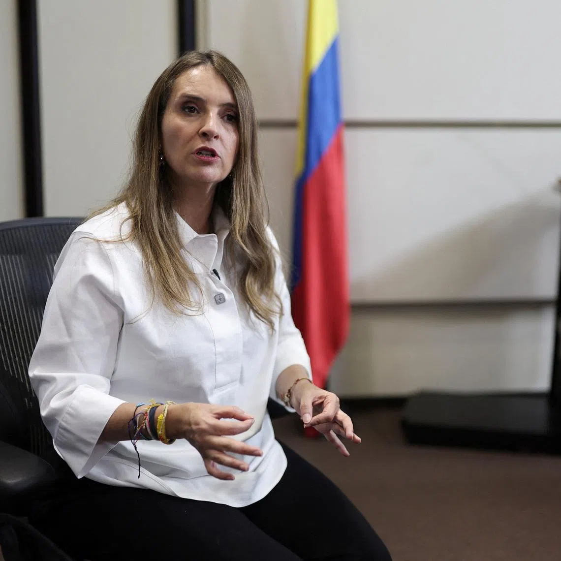 Democratic Center party presidential candidate Paloma Valencia speaks during an interview with Reuters, in Bogota, Colombia May 19, 2026. REUTERS/Luisa Gonzalez