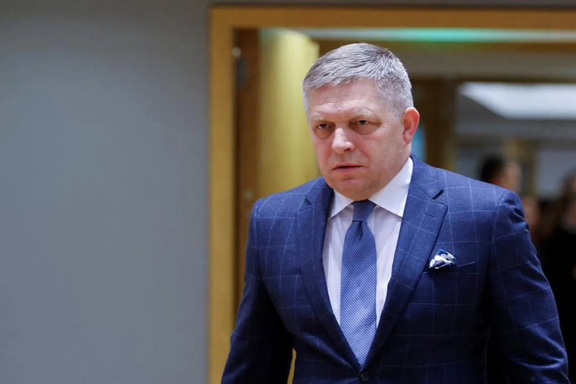 Slovakia's Prime Minister Robert Fico attends a European Union and Western Balkans leaders' summit, in Brussels, Belgium December 13, 2023. REUTERS/Johanna Geron