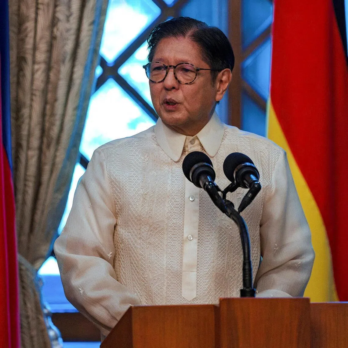 Philippine President Ferdinand Marcos Jr speaks during a press conference on June 16.