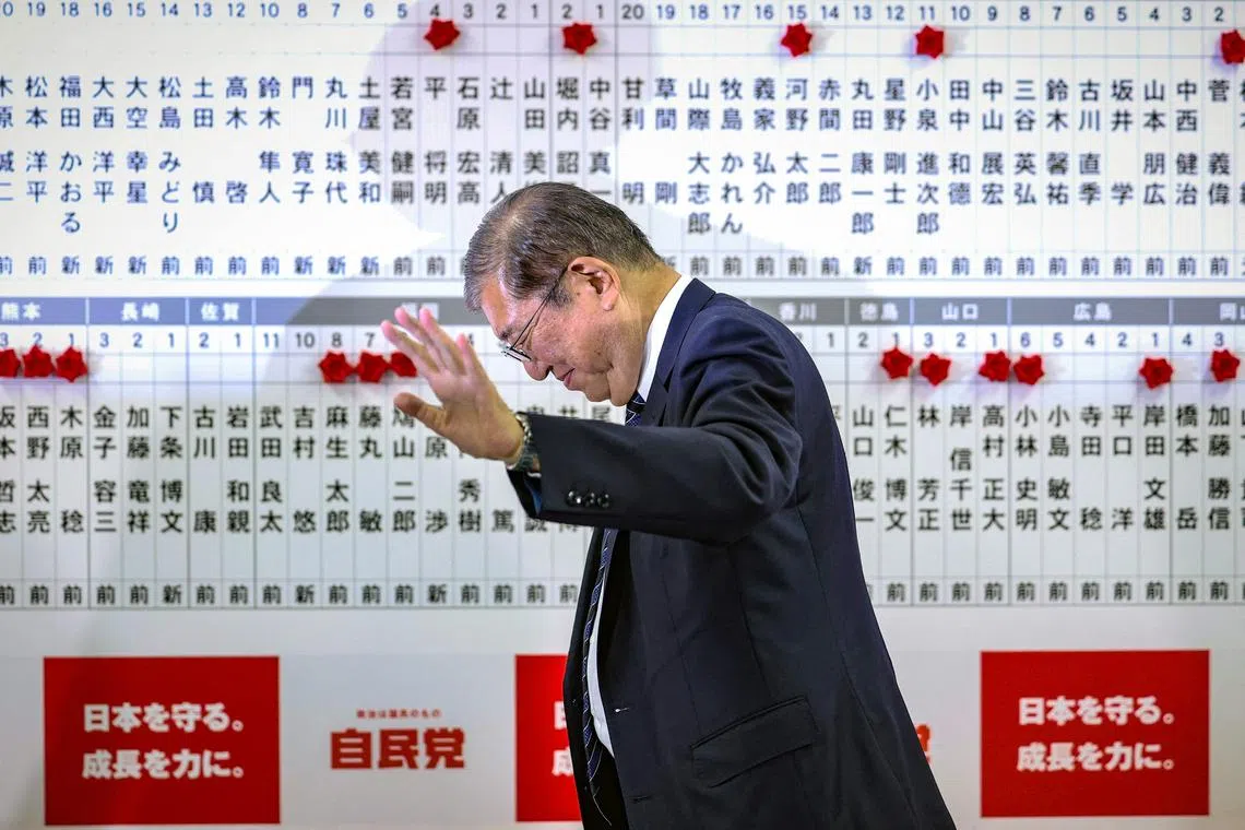 Japan's Prime Minister Shigeru Ishiba had said his target in the election was for the coalition to win a majority.