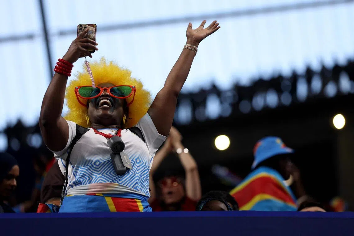 ATLANTA, GEORGIA - JUNE 27: A fan of Congo is seen during the FIFA World Cup 2026 Group K match between Congo DR and Uzbekistan at Atlanta Stadium on June 27, 2026 in Atlanta, Georgia.   Lars Baron/Getty Images/AFP (Photo by Lars Baron / GETTY IMAGES NORTH AMERICA / Getty Images via AFP)