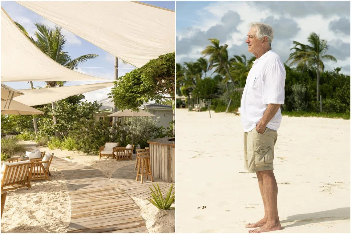 Robert De Niro on Princess Diana Beach, near construction for Nobu Beach Inn, Barbuda, on Nov 24, 2024.