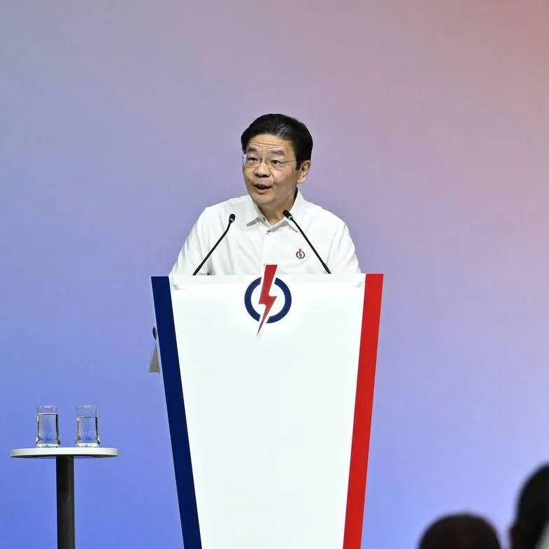 Prime Minister Lawrence Wong speaking at the PAP Awards and Convention 2025 at the Singapore Expo on Nov 9.