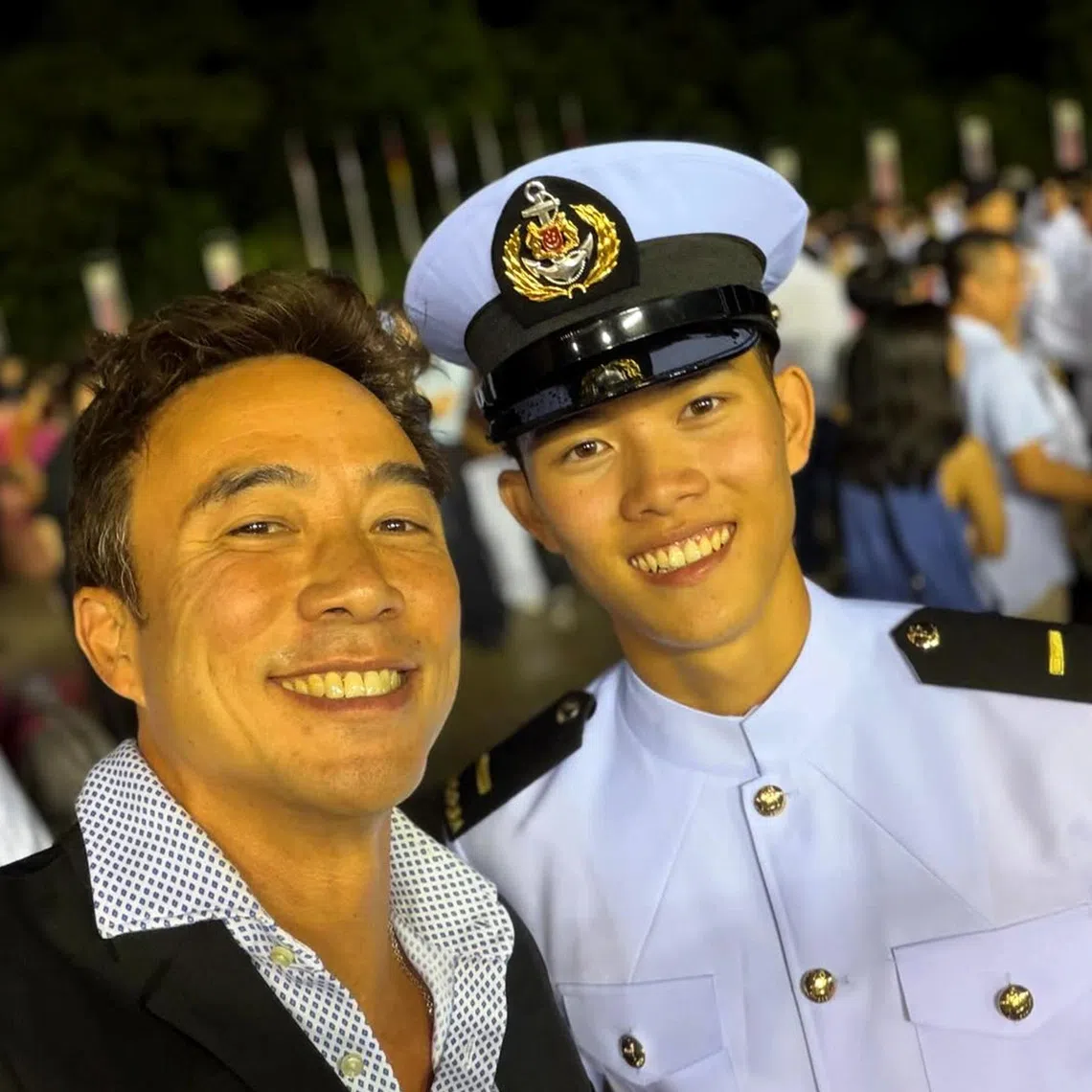 Allan Wu shared a photo taken with his son Jonas at the 19-year-old's officer commissioning parade.