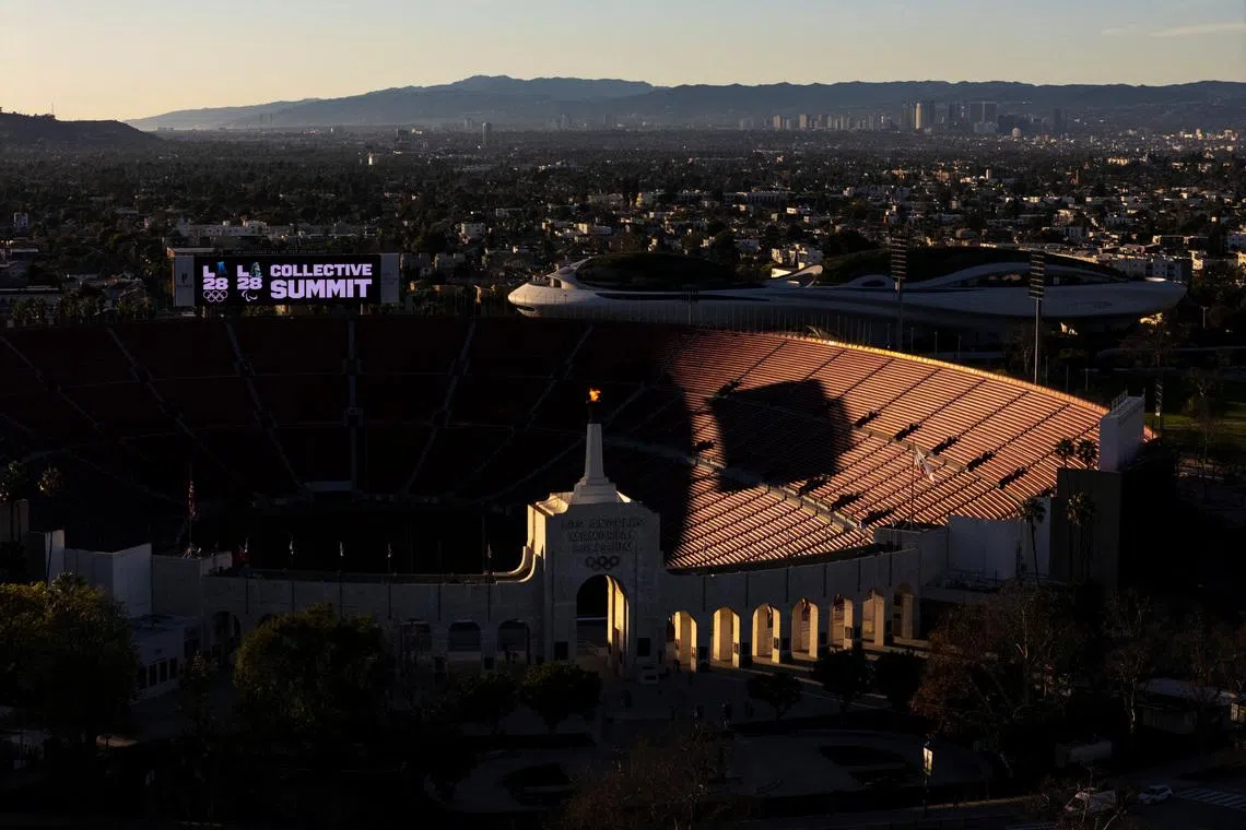 Olympics - LA28 - Ceremonial lighting of the cauldron - LA Memorial Coliseum, Los Angeles, California, U.S. - January 13, 2026. Ceremonial lighting of the cauldron ahead of ticket registration launch. REUTERS/Daniel Cole