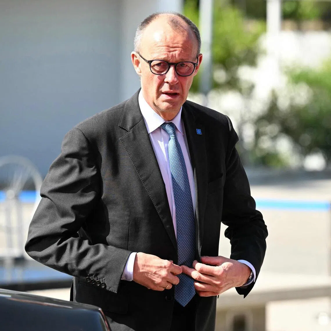 German Chancellor Friedrich Merz arriving for an informal meeting of the European Council in Nicosia, Cyprus, on April 24.