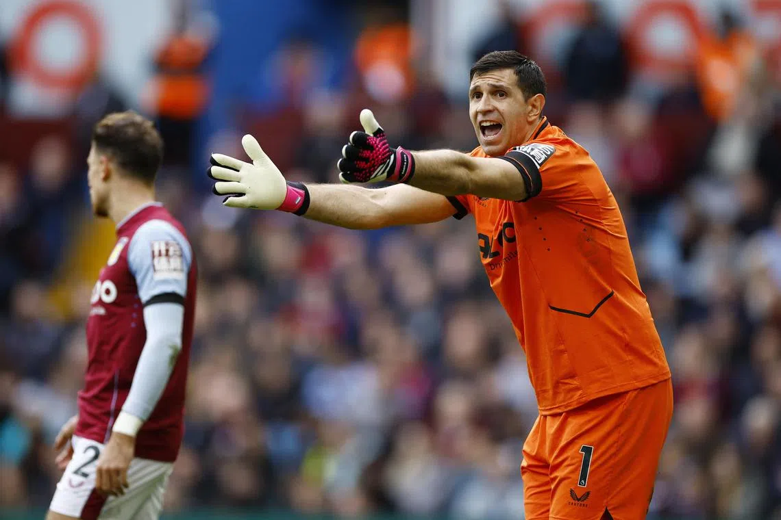 Aston Villa's Emiliano Martinez scored an unfortunate own goal after the ball bounced off his head via the crossbar from a Jorginho shot.