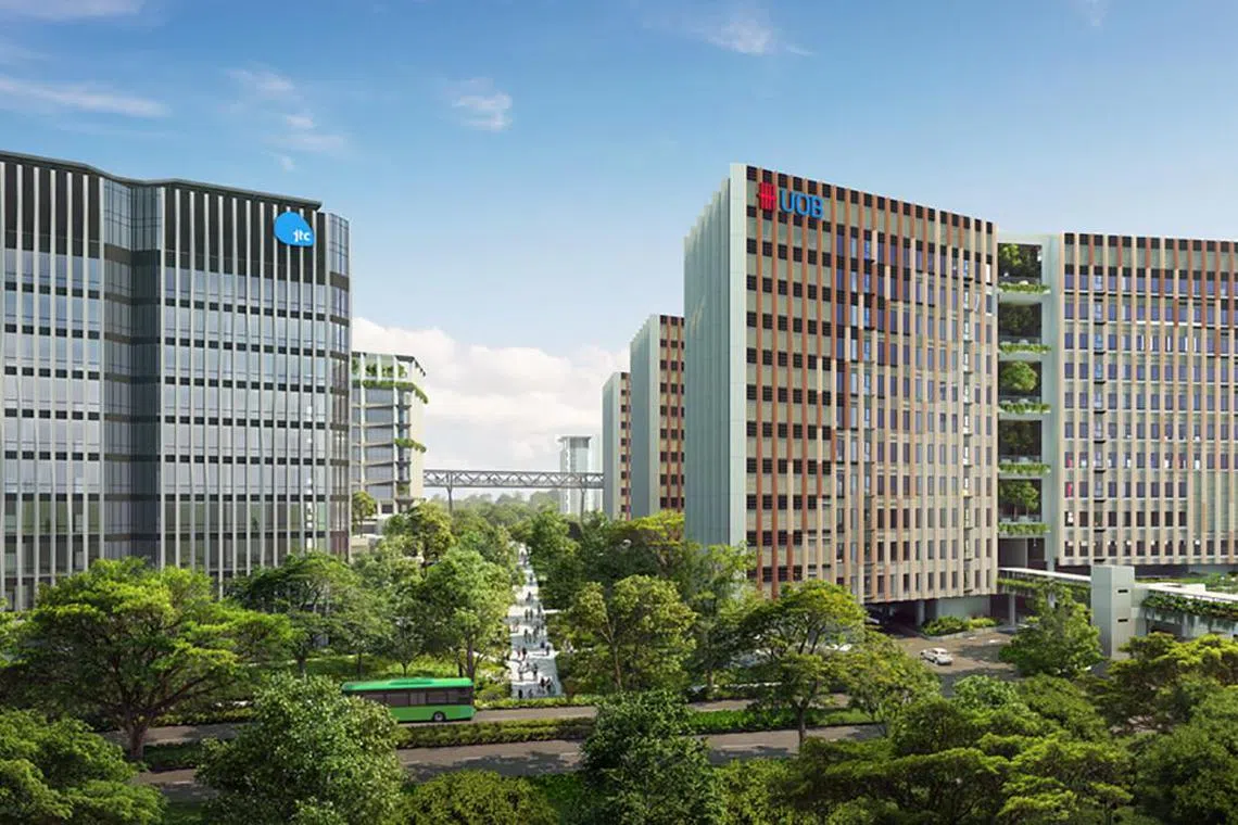 Artist’s impression of UOB’s global and technology innovation centre at the Punggol Digital District.