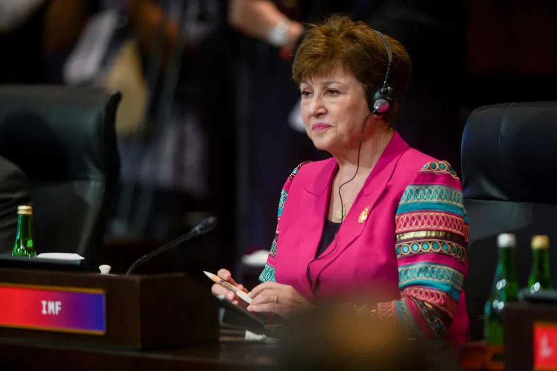 International Monetary Fund Managing Director Kristalina Georgieva attending a working session on energy and food security during the G-20 Summit in Nusa Dua on the Indonesian resort island of Bali on Nov 15, 2022.    