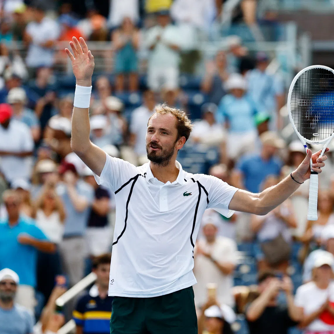 Tennis - U.S. Open - Flushing Meadows, New York, United States - September 4, 2026 Russia's Daniil Medvedev celebrates winning his third round match against France's Arthur Rinderknech REUTERS/Jeenah Moon