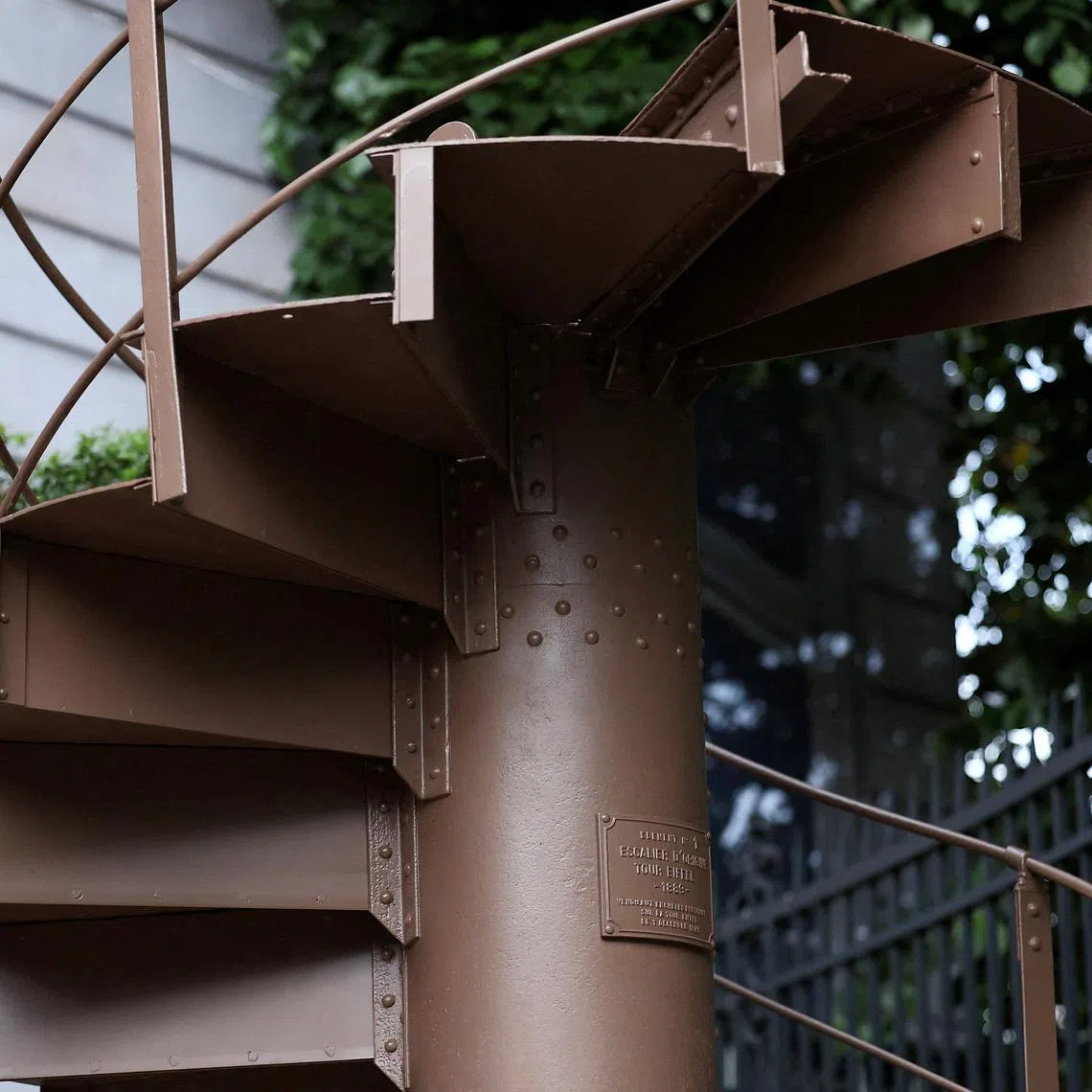 A portion of the original staircase of the Eiffel Tower on display during a press preview in Paris on May 13 ahead of its upcoming auction.