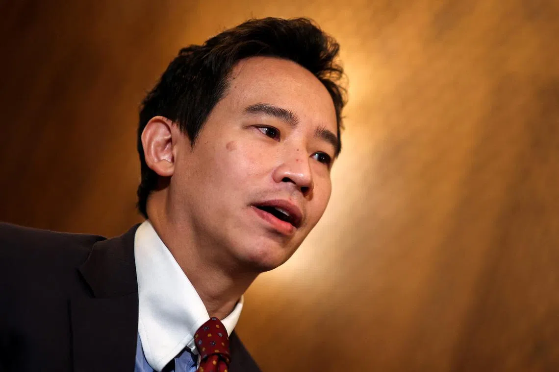 FILE PHOTO: Former Move Forward Party leader Pita Limjaroenrat speaks during an interview with Reuters in Bangkok, Thailand, February 27, 2024. REUTERS/Athit Perawongmetha/File Photo