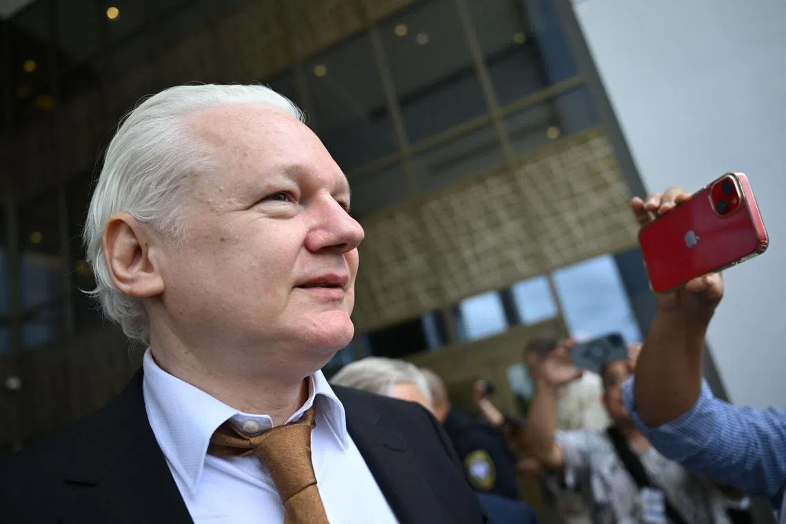 WikiLeaks founder Julian Assange leaves the US Federal Courthouse in the Commonwealth of the Northern Mariana Islands in Saipan on June 26, 2024, after pleading guilty to a single count of conspiracy to obtain and disseminate national defence information.